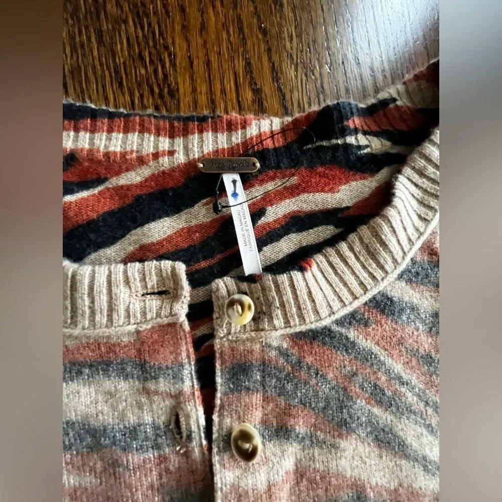 Free People Nocturnal Patterned Cardi in Brown